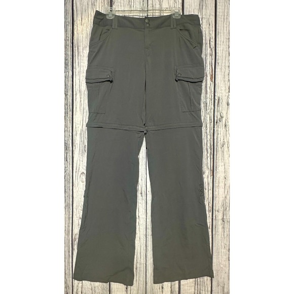 Prana Convertibale Pants Shorts Women's Size 10 Gray 3 Way Hiking Ripstop Travel - Picture 1 of 8